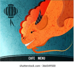 Design for a china food menu with a textured dragon 