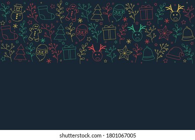 Design of Christmas background with copyspace and decorations. Xmas card. Vector