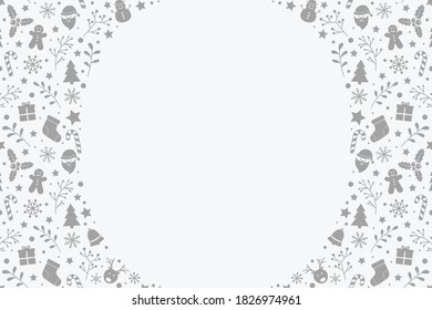 Diseño de fondo navideño con espacio de copias y decoraciones. Tarjeta de Navidad. Vector