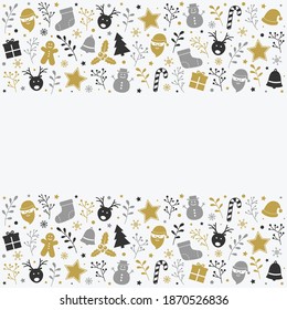 Design of Christmas background with copyspace and decorations. Xmas card. Vector