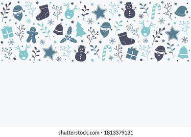 Design of Christmas background with ornaments. Empty Xmas card. Vector