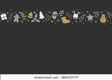 Design of Christmas background with ornaments. Empty Xmas card. Vector