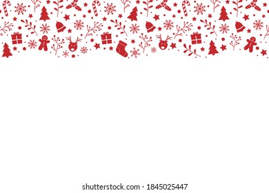 Design des Weihnachtshintergrunds mit Ziergegenständen. Leere Weihnachtskarte. Vektorgrafik