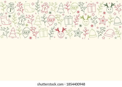 Design of Christmas background with ornaments. Empty Xmas card. Vector