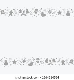 Design of Christmas background with ornaments. Empty Xmas card. Vector