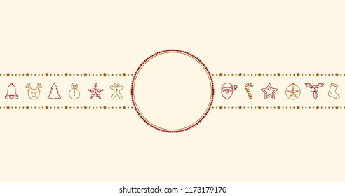 Design of Christmas banner with hand drawn decorations and copyspace. Vector.