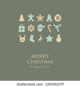 Design of Christmas banner with wishes and ornaments. Vector.