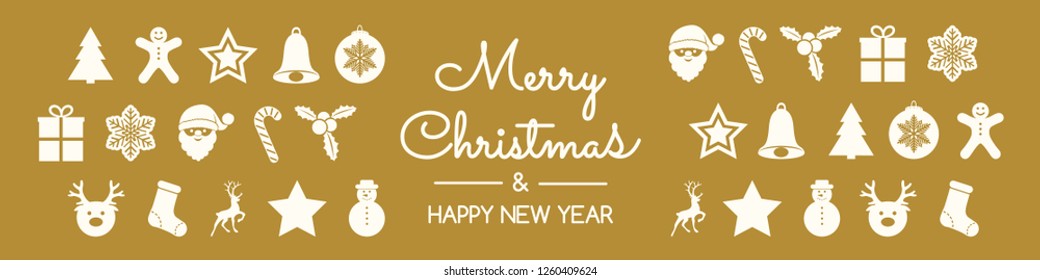 Design of Christmas banner with wishes and ornaments. Vector.