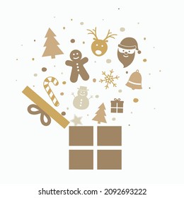 Design of Christmas box of present with decorations. Vector