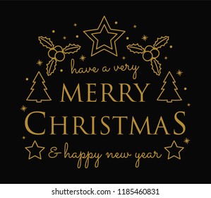 Design of Christmas calligraphy with decorations. Vector.