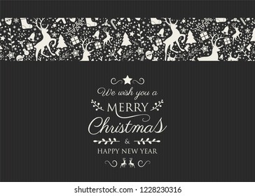 Design of Christmas calligraphy with decorations. Vector.