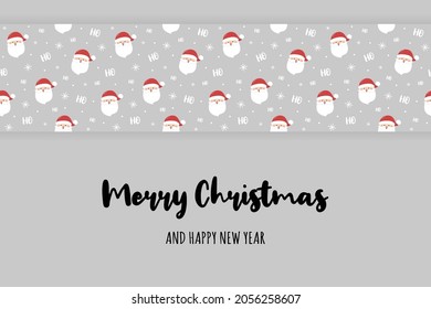 Design of a Christmas card with happy Santa Claus and wishes. Vector
