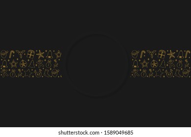 Design of Christmas card layout with wishes and ornaments. Vector.