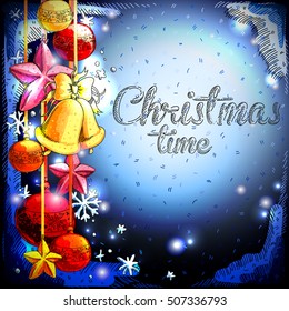 Design a Christmas card with toys and greetings