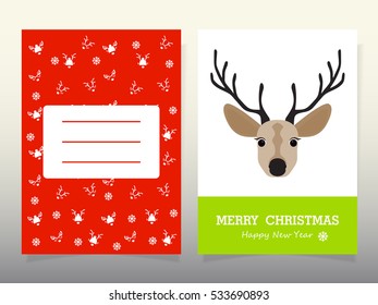 Design Christmas Cards 2017 Christmas deer. Symbols of the new year.