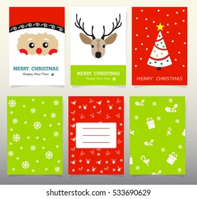 Design Christmas Cards 2017 Christmas tree Santa and deer. Symbols of the new year.