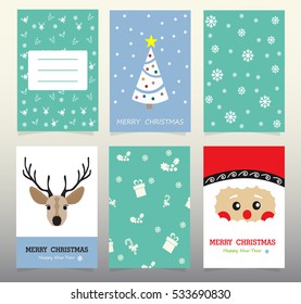 Design Christmas Cards 2017 Christmas tree Santa and deer. Symbols of the new year.