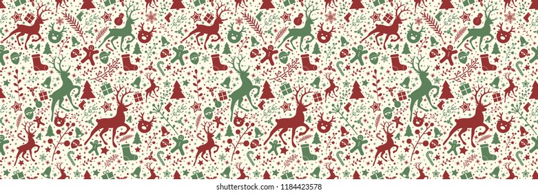 Design of Christmas decoration - seamless pattern. Vector.