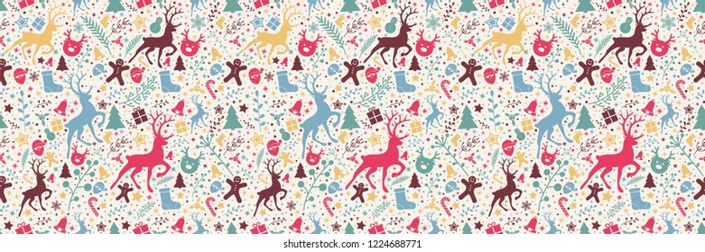Design of Christmas decoration - seamless pattern. Vector.