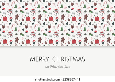 Design of Christmas greeting card with Xmas icons. Vector