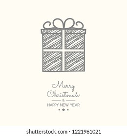 Design of Christmas present with wishes and ornaments. Vector.