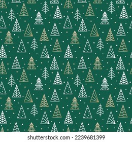 Design of Christmas texture with decorative trees. Vector illustration