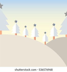 Design Christmas tree on Mountain  with snow