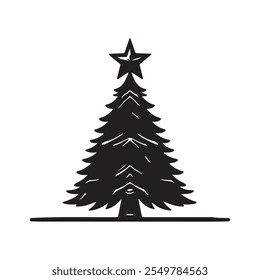 Design a Christmas tree of a silhouette vector design