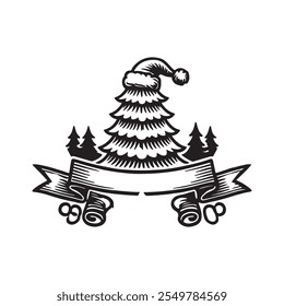 Design a Christmas tree of a silhouette vector design