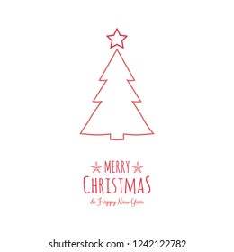 Design of Christmas tree with wishes and ornaments. Vector.