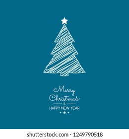 Design of Christmas tree with wishes and ornaments. Vector.