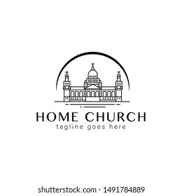 design of the church building line logo.