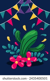 Design Cinco De Mayo Cactus Flat Illustration