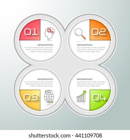 Design circle infographic 4 options,  Business concept infographic can be used for workflow layout, diagram, number options, milestones project.