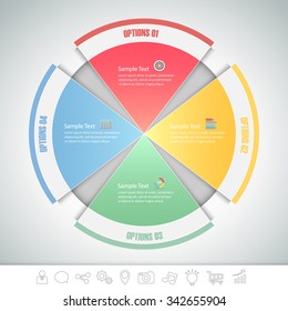 Design circle infographic 4 steps. can be used for workflow layout, diagram, number options, bussiness concept