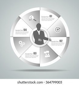 Design circle infographic 4 steps. can be used for workflow layout, diagram, number options, bussiness concept
