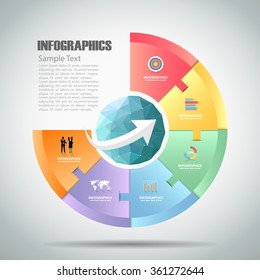 Design circle infographic 6 steps. can be used for workflow layout, diagram, number options, bussiness concept