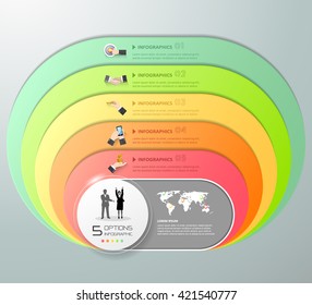 Design circle infographic template 5 steps, can be used for workflow layout, diagram, number options, graphic or website layout.