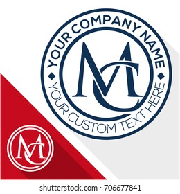 Design circle shape stamp with combination letter logo, initials of the letter M & C