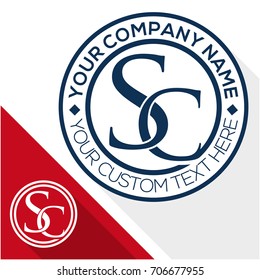 Design circle shape stamp with combination letter logo, initials of the letter S & C