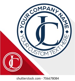 Design circle shape stamp with combination letter logo, initials of the letter J & C