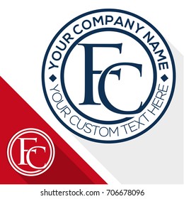Design circle shape stamp with combination letter logo, initials of the letter F & C