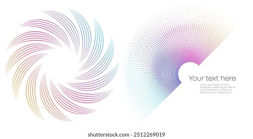 Design Circular Dots, Lines, and Spirals Wave lines for Spa, Yoga, Relaxation, Wellness, Organic for Web-design, Banner, Brochure, package. For Banner, Web-design, Brochure, Presentation, Background