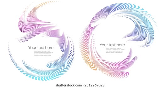 Designelemente. Welle von vielen violetten Linien kreisen Ring. Abstrakte vertikale, wellenförmige Streifen auf weißem Hintergrund einzeln. Vektorgrafik EPS 10