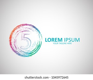 design a circular pencil graffiti logo with the number 5