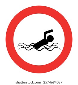 design circular sign prohibiting bathing