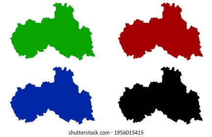 diseño del mapa de la ciudad de Liberec en silueta checa sobre fondo blanco