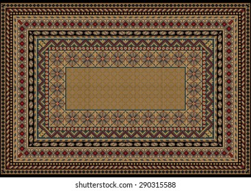 Design classic carpet with various patterns to border in light brown shades