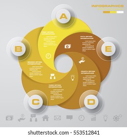 Design clean 5 steps template/graphic or website layout. EPS10.