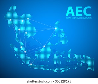 Design Clean AEC, Asean Economic Community Map, Vector Illustration, EPS10